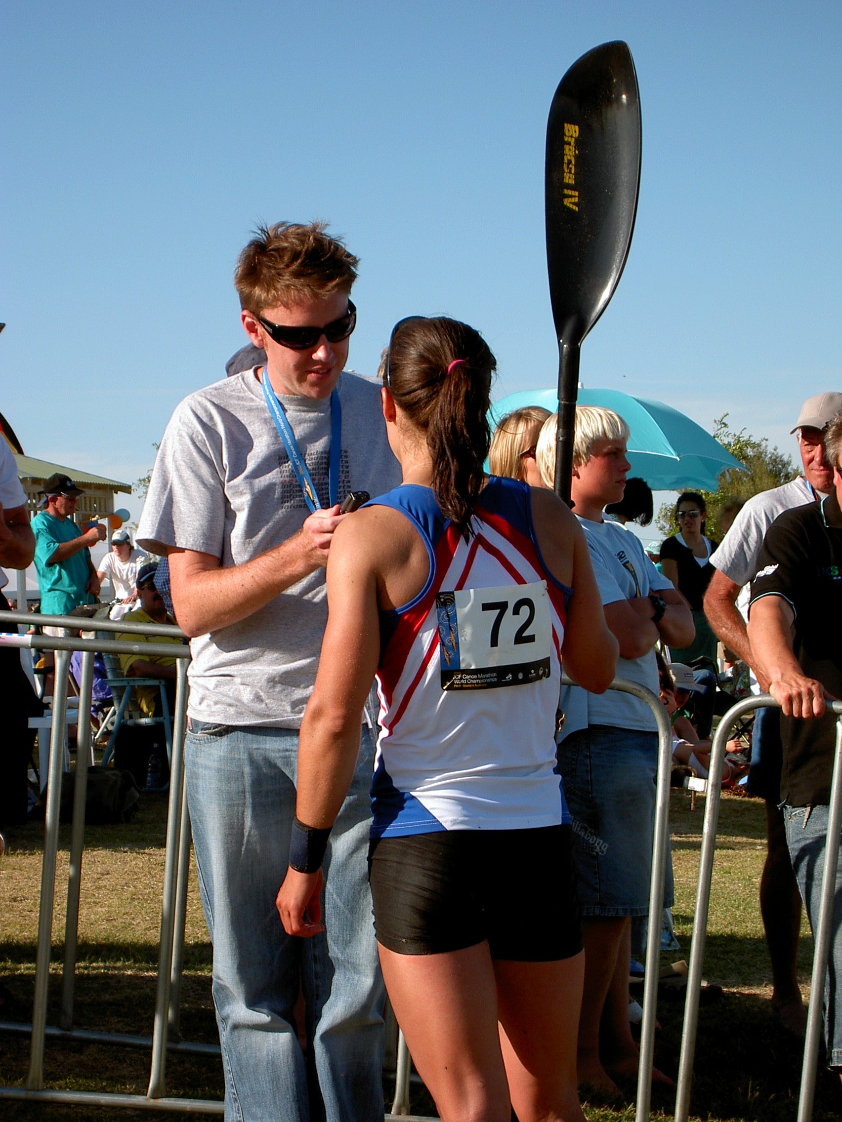 Media interview at the Canoe World Championships